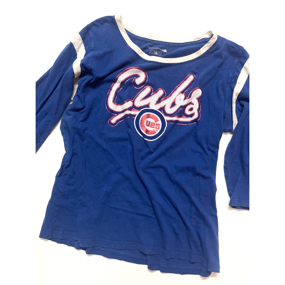 5th & Ocean Chicago Cubs Womens XL Blue 3/4 Sleeve Baseball Tee Vintage Style